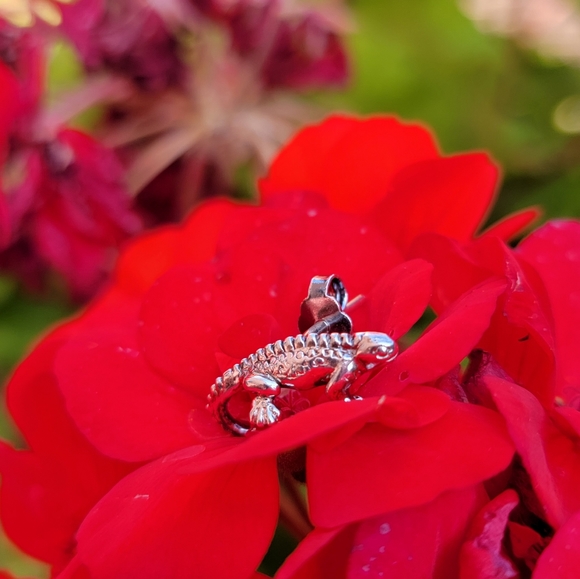 Vintage 950 Silver Little Chameleon Stud Earrings - Picture 4 of 5